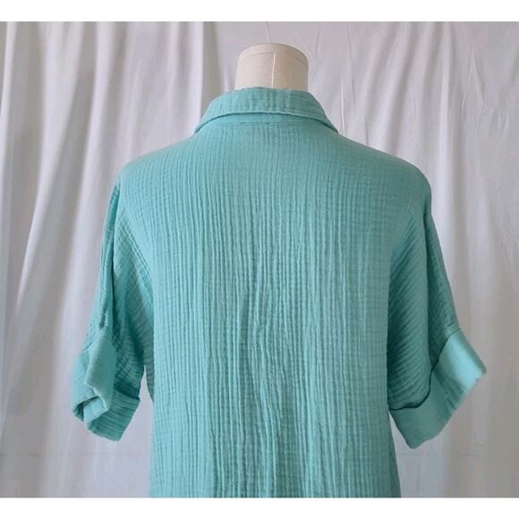 Sundance Womens Shirt Dress Aqua Cotton Gauze XS Beach Boho - Picture 9 of 10